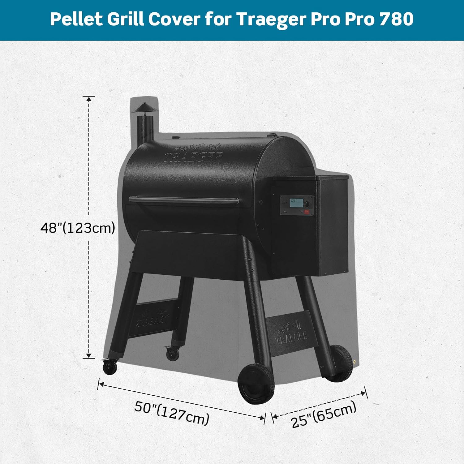 Stanbroil Replaement Pellet Grill Cover for Traeger Pro 780 Grills BAC504, Full-Length Barbecue Pellet Grill Cover Water Resistant Fabric, Black Pack of 2