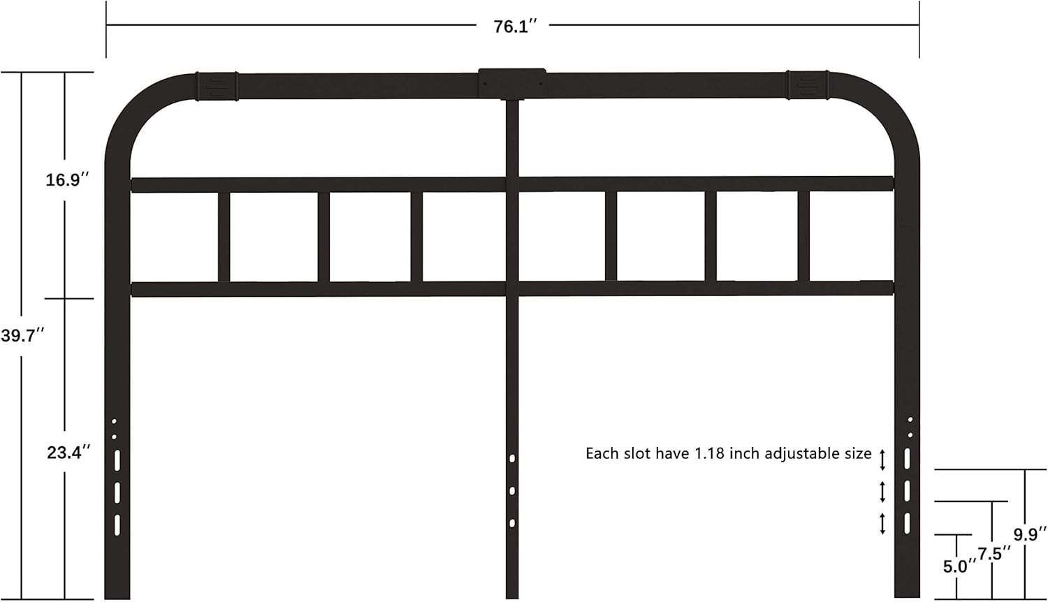 ZIYOO Metal King Bed Headboard with Decorative Style, Black