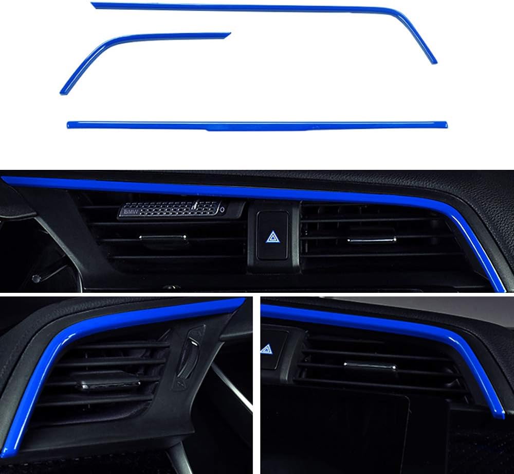 BOYUER 3PCS Fit Civic RED Accessories Center Consoles Panel Stickers Cover Dashboard Trims Strips Inner Decals for 10th Gen Honda Civic 2020 2019 2018 2017 2016