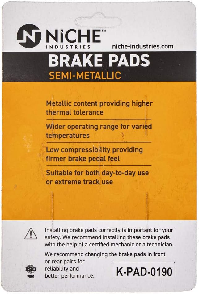 NICHE Brake Pad Set for Harley-Davidson Sportster 1200 883 42029-07 42836-04A Rear Semi-Metallic 2 Pack