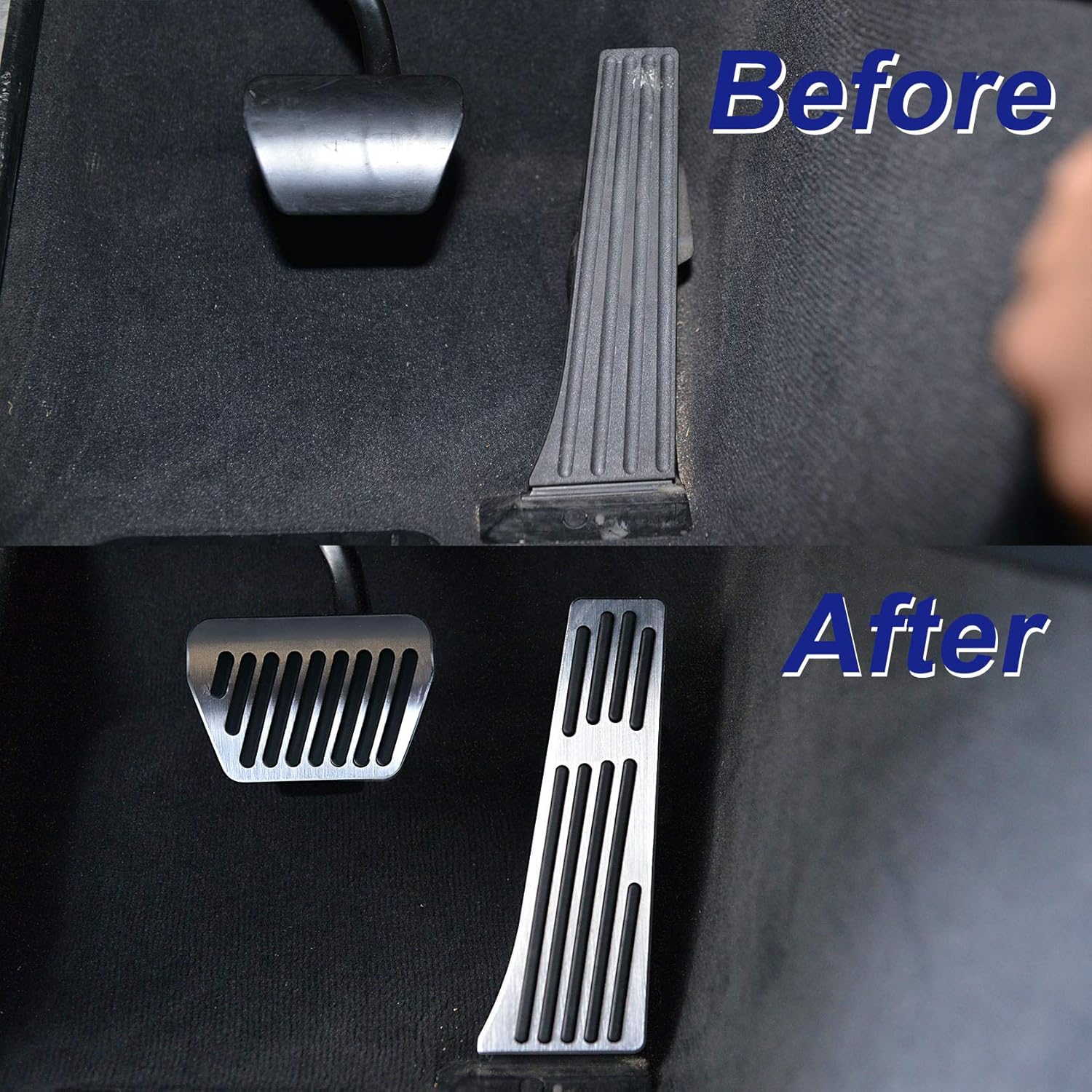 KVR Non-Slip Foot Pedal Pads No Drilling Aluminum Gas Brake Pedal Covers for BMW 3 5 6 7 Series X3 X4 X5 X6 X7 Automatic Car Accelerator Pedals Accessories，2Pcs (Model #C)