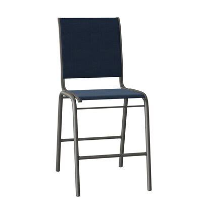 Reliance Stacking Patio Dining Side Chair Telescope Casual Frame Color: Textured Beachwood, Seat Color: Navy 13D