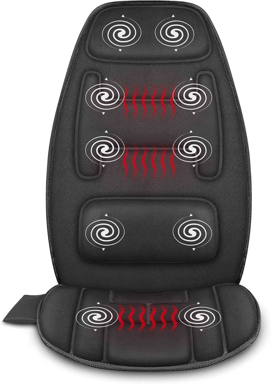 Snailax Massage Seat Cushion with Heat - Extra Memory Foam Support Pad in Neck and Lumbar ,10 Vibration Massage Motors, 2 Heat Levels, Back Massager Chair Pad for Back