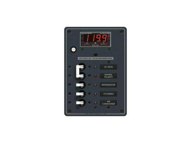 Blue Sea 8505 AC Main + Branch A-Series Toggle Circuit Breaker Panel (230V) - Main + 3 Position