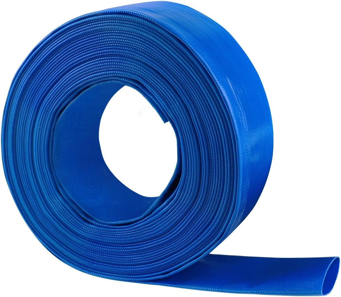 1.5'' x 100 FT Heavy Duty Reinforced PVC Lay Flat Discharge and Backwash Hose for Swimming Pools