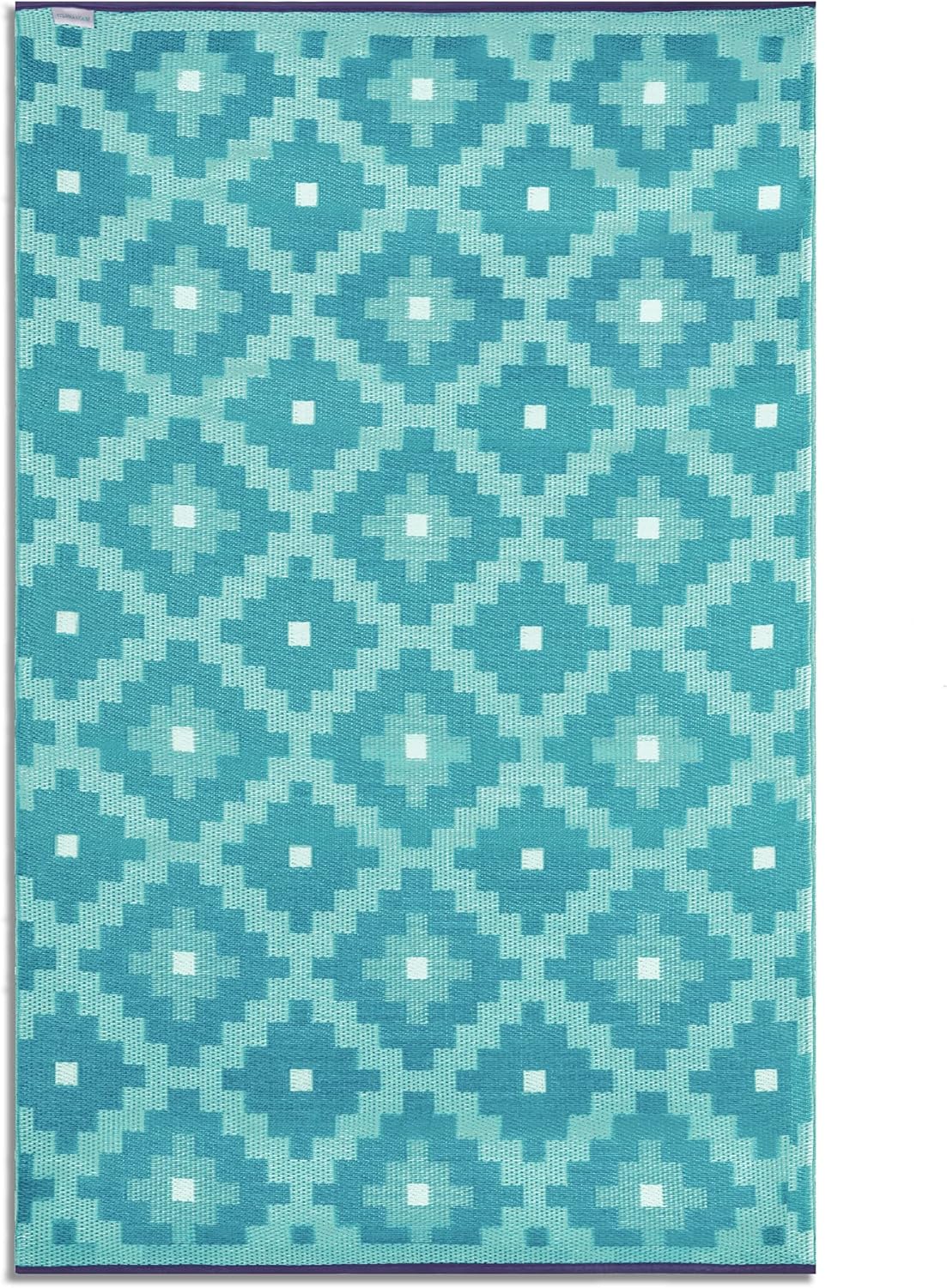 Indoor/Outdoor Rug - Reversible Modern Design, Easy to Clean, Durable, Polyproplene, Water-Resistant - Patio, Backyard, Deck, Living Space - Trava Home, Manava - Blue Geometric - 8'x10'