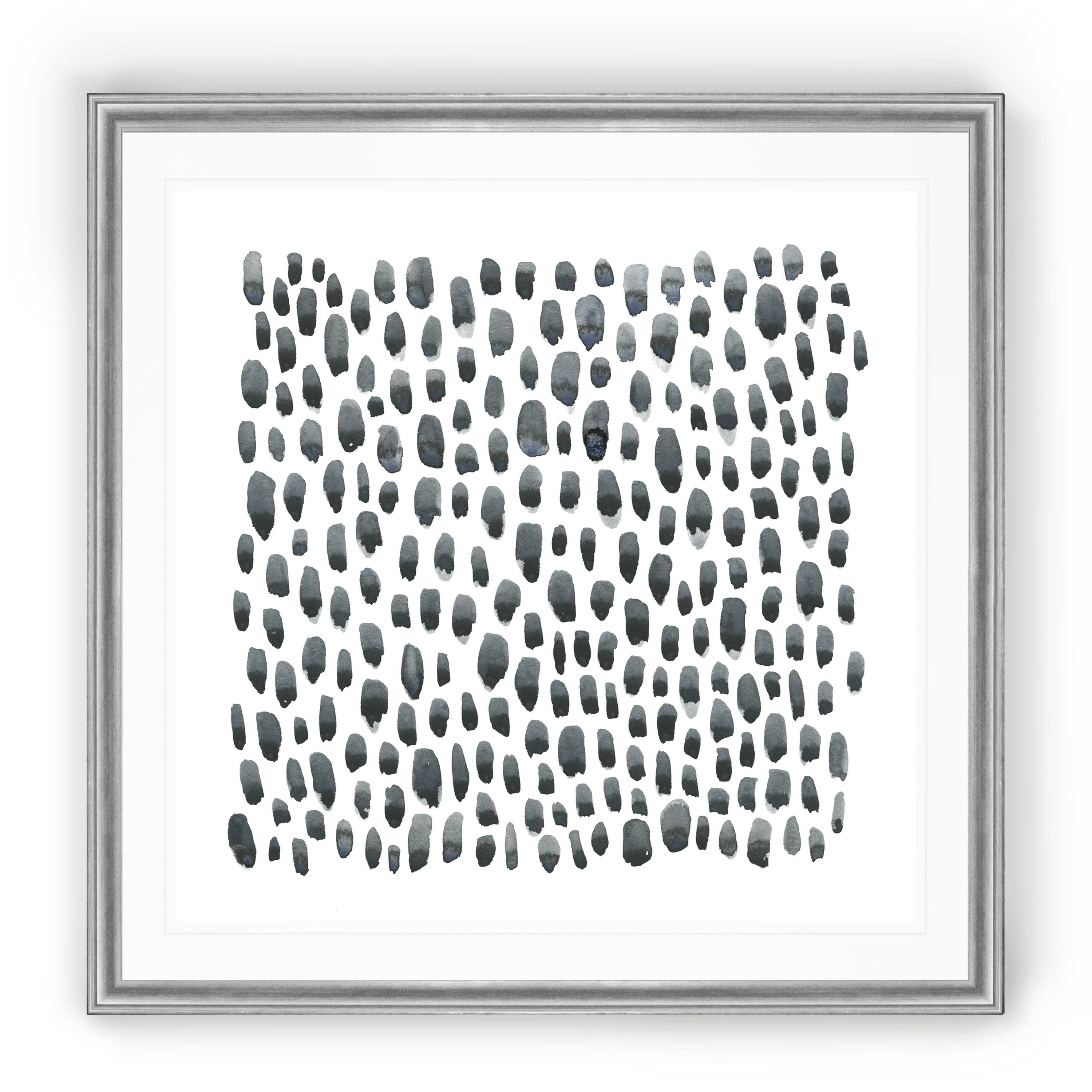 Blue Grey Tessera II -Black Framed Print - 26 x 26 Silver