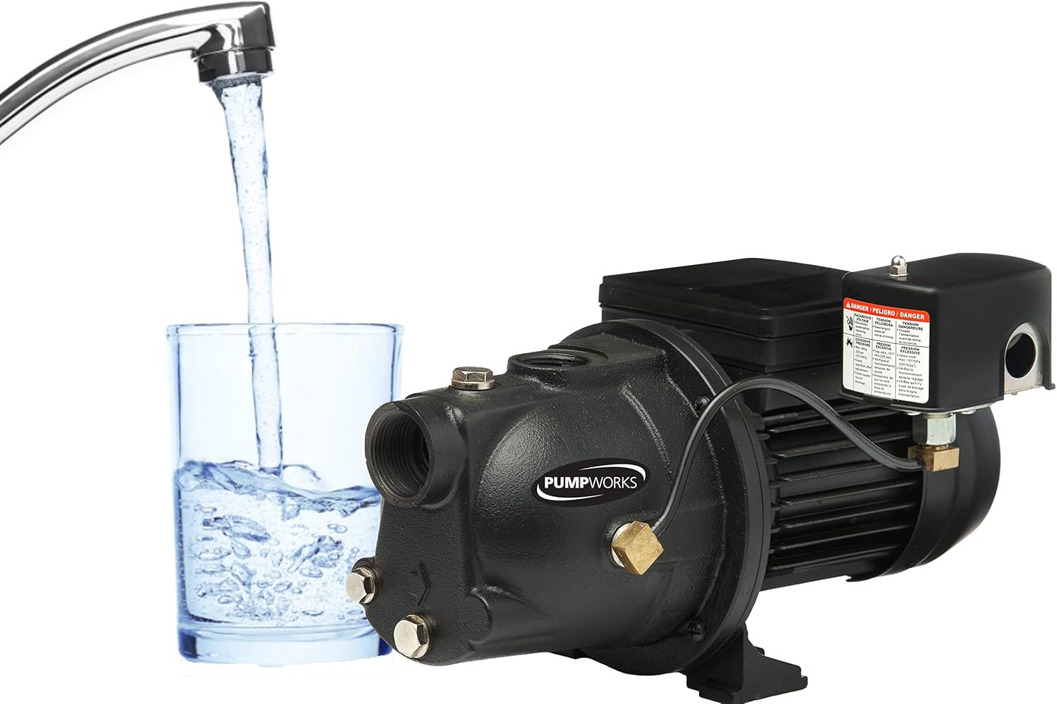 Red Lion PWJET50 Cast Iron Shallow Well Jet Pump Wells up to 25 Feet , Black , 0.5 HP - 97080501