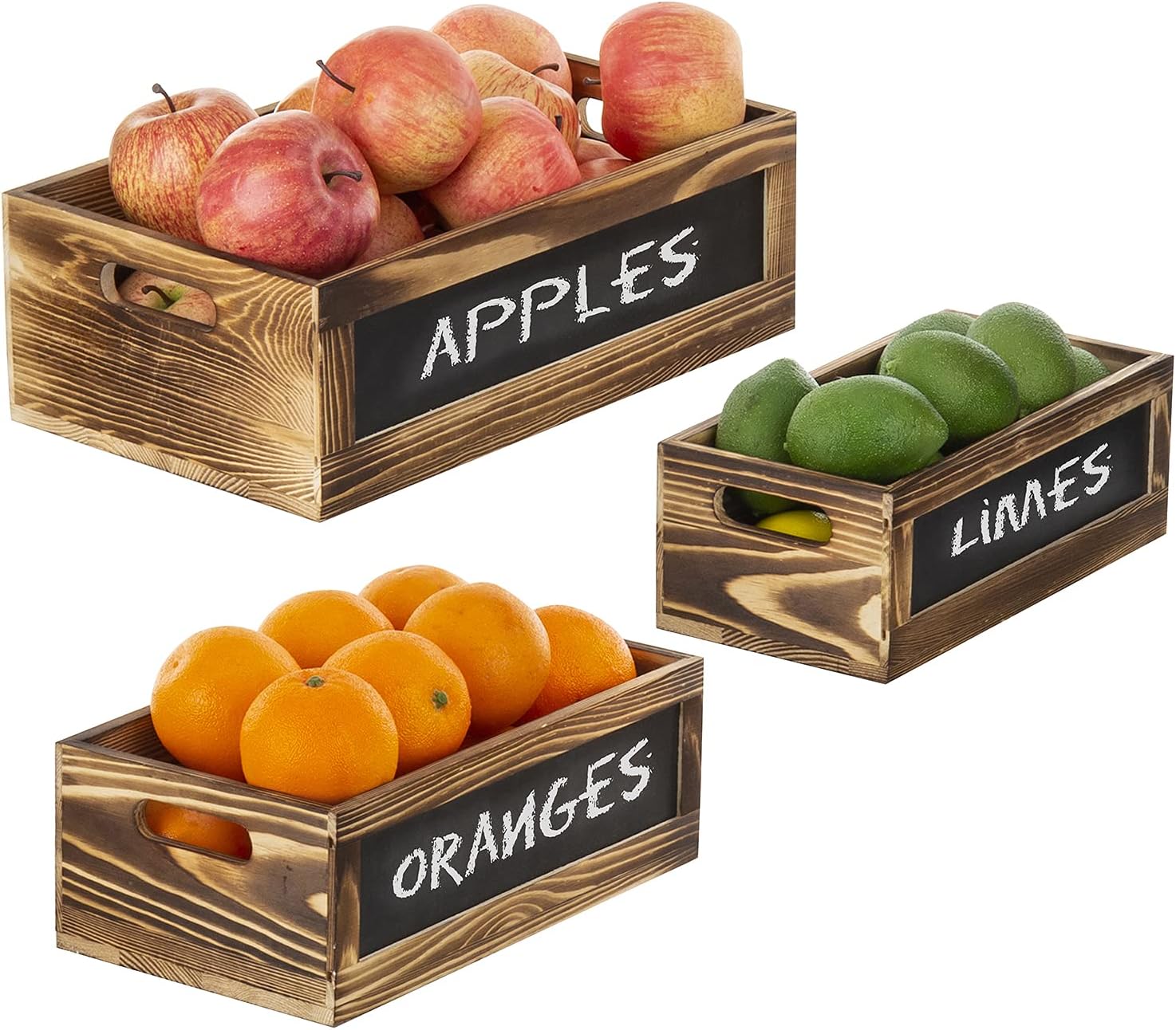 MyGift Whitewashed Nesting Storage Crates with Chalkboard Front Panels, Set of 3 Pack of 2