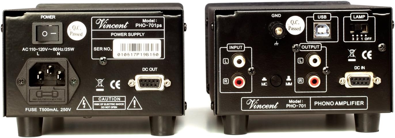 Vincent PHO 701 Phono Preamplifier MM/MC w/Outboard Power Supply Black