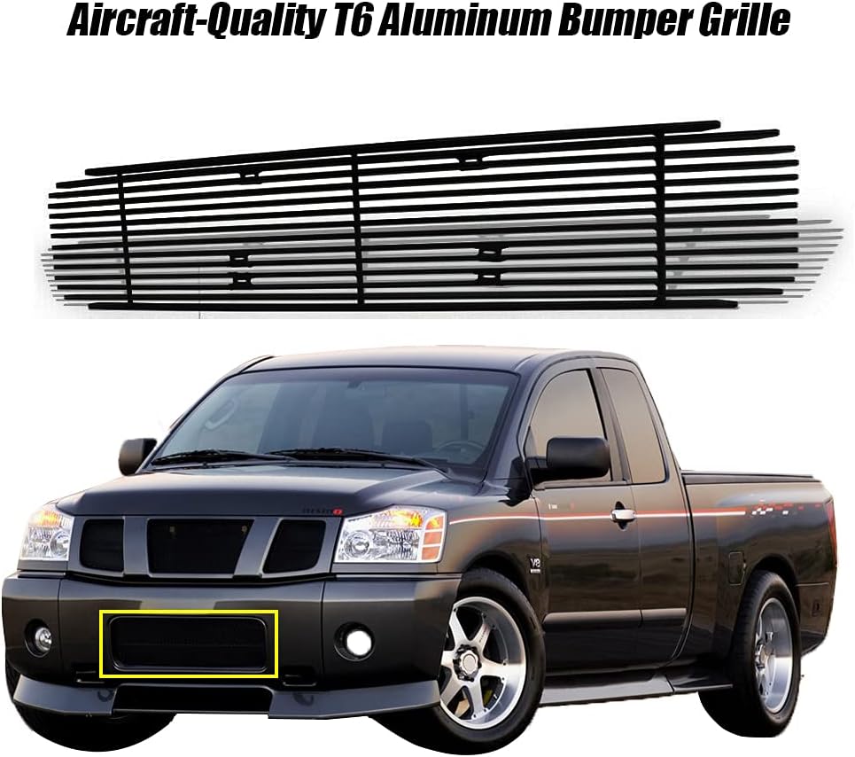 Titan Front Grille Bumper Grille Black Powder Coated Billet Grille Compatible with 2004-2015 Titan/2004-2007 Armada