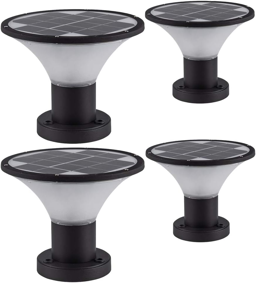Solar Post Cap Lights Outdoor, Dusk to Dawn Auto On/Off Solar Powered Post Lights Fits Most Posts (4 Pack)