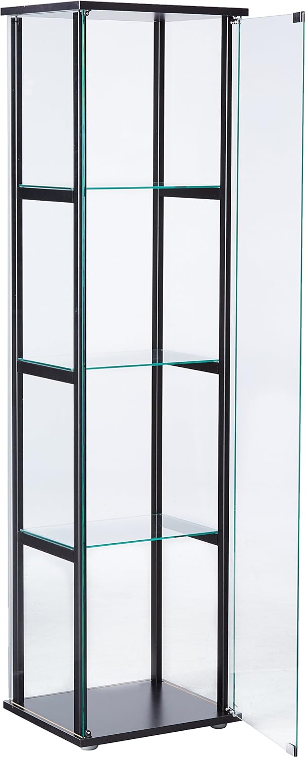 4-Shelf Glass Curio Cabinet Black and Clear