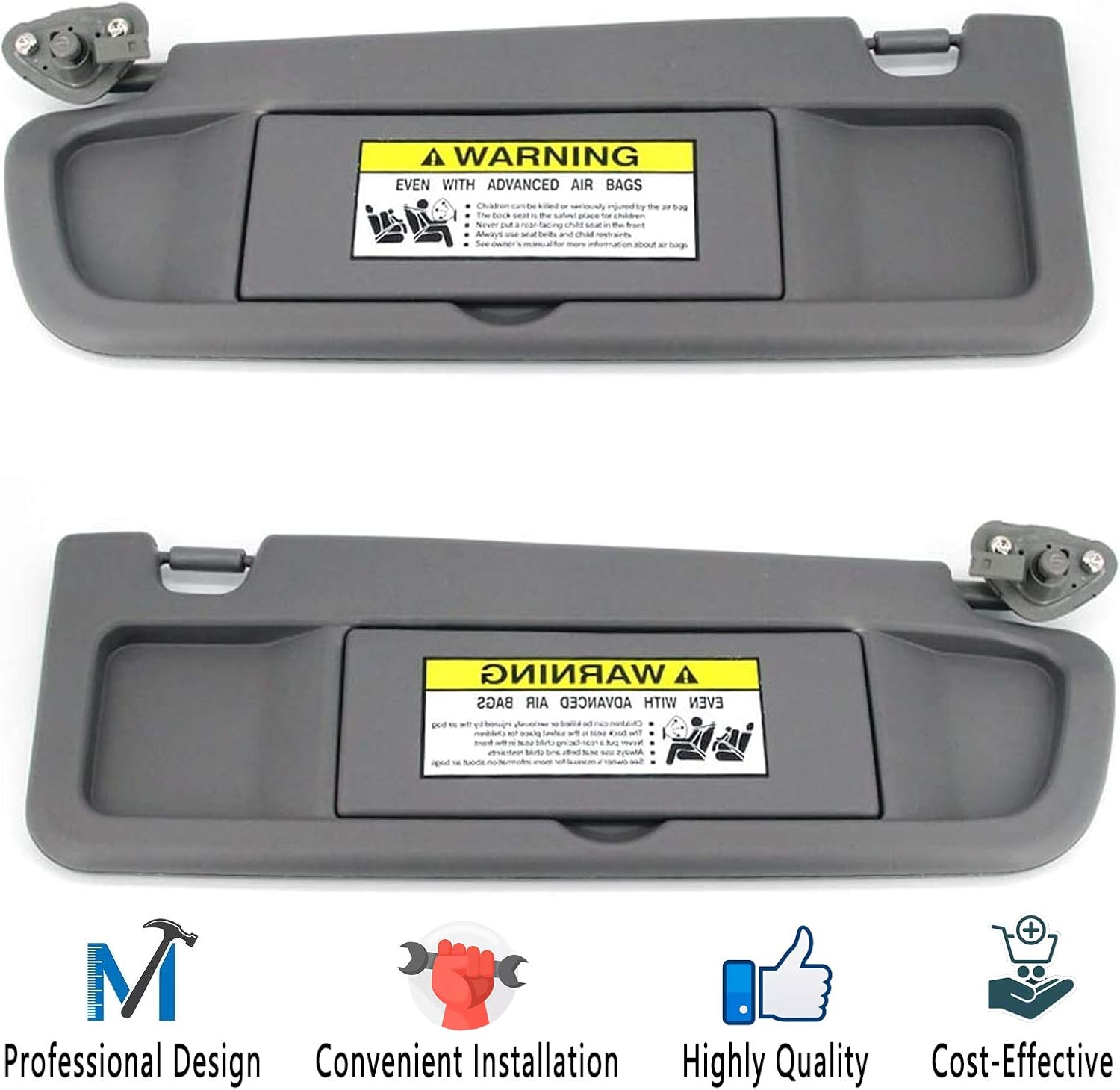 MUSHENG Left Driver & Right Passenger Side Clear Gray Sun Visors Pair for Honda Civic 2006-2011 Replace 83280-SNA-A01ZC