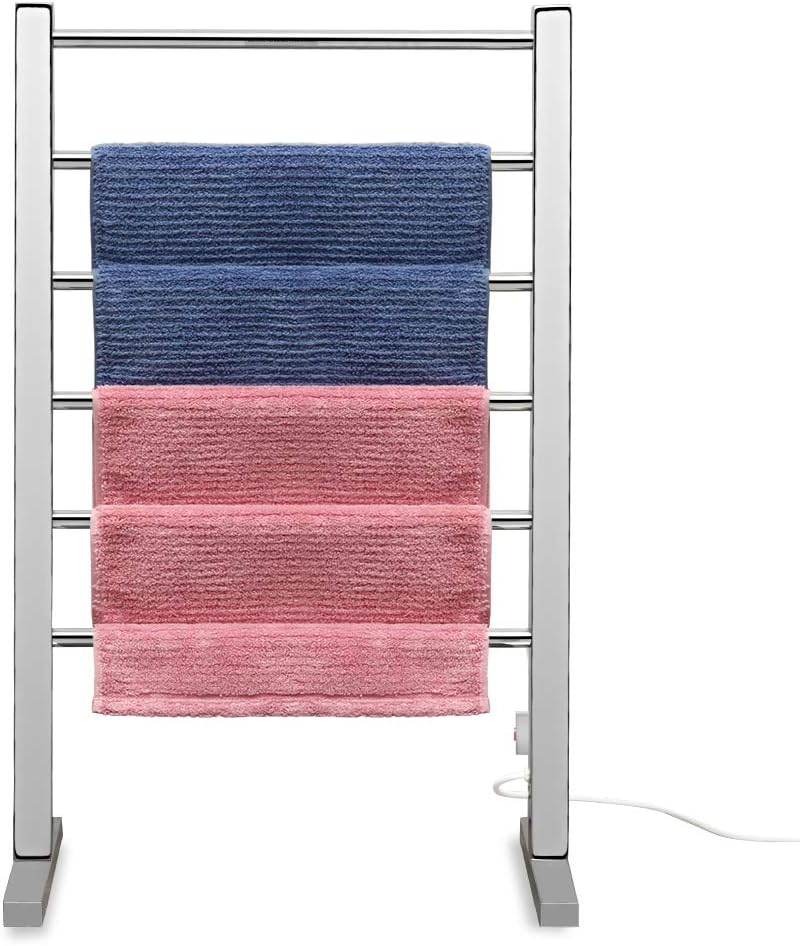 SHARNDY Portable Electric Towel Warmer ETW78-1 Freestanding Drying Rack for Home Bathroom Stainless Steel Polish Chrome, 6 Bars, 65W