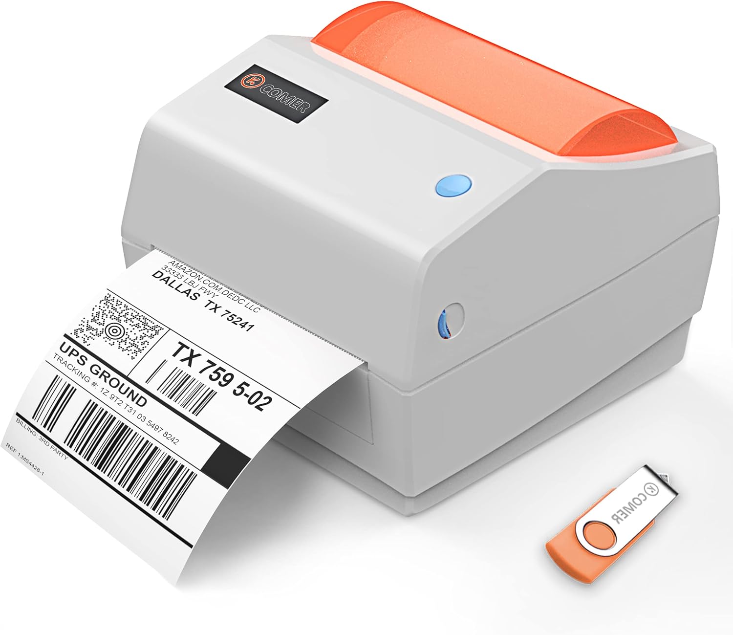 Comer Shipping Label Printer 4&times;6 -Commercial Direct Thermal Printer High Speed Barcode Label Maker Machine Compatible with Windows Mac Linux for Warehouse Ebay Amazon USPS FedEx DHL