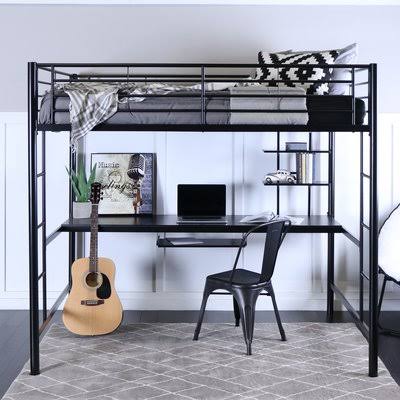 Maurice Full Loft Bed with Workstation Color: Black