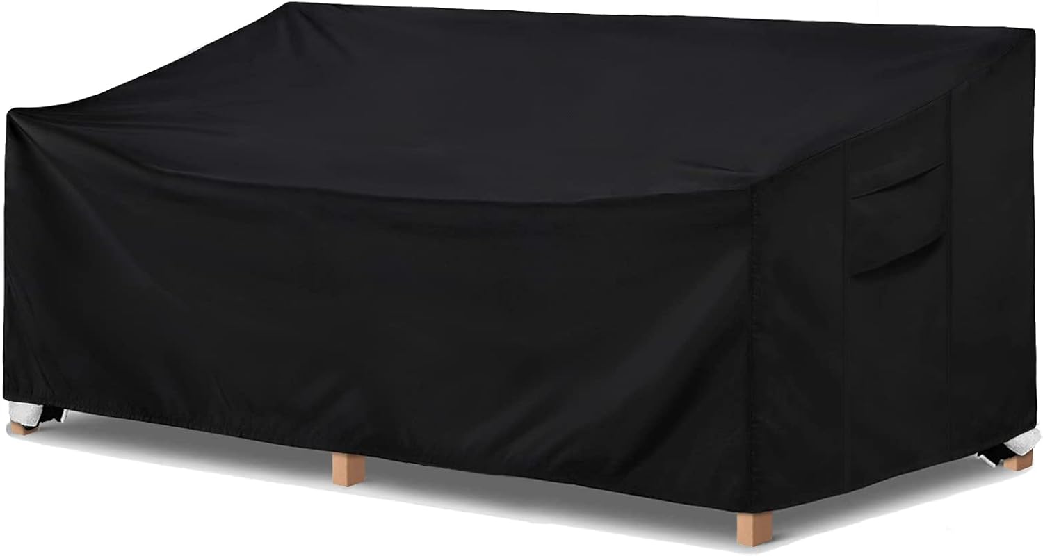 YOUSEEN 3-Seater Patio Sofa Cover,Outdoor high-Density Waterproof Large Sofa Covers,W88*D35*H34,Black
