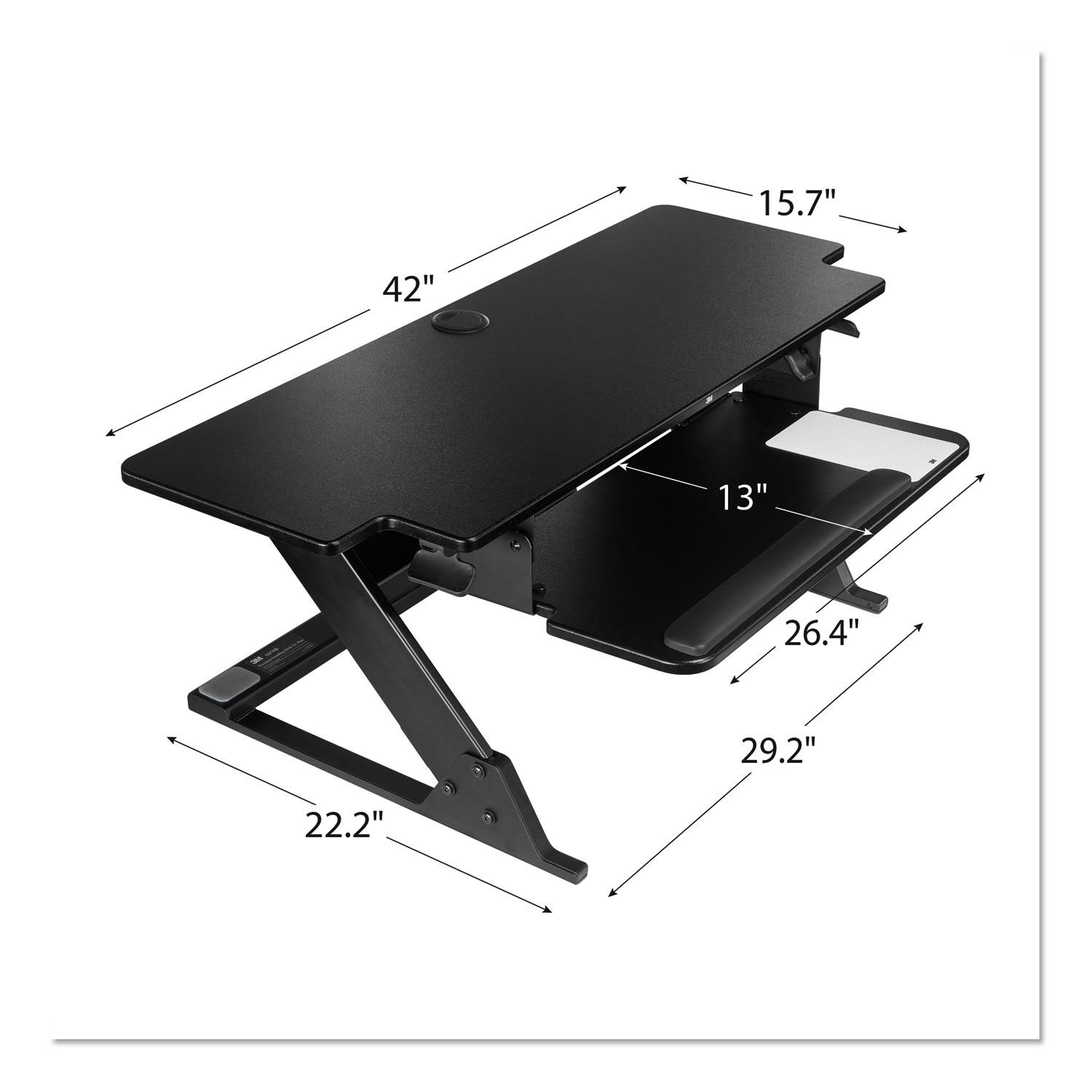 3M 3M SD70B Multipurpose Desktop Riser - Precision Standing Desk Up to 24x22 Screen Support 45 lb Load Capacity 6.2x22 Heigh