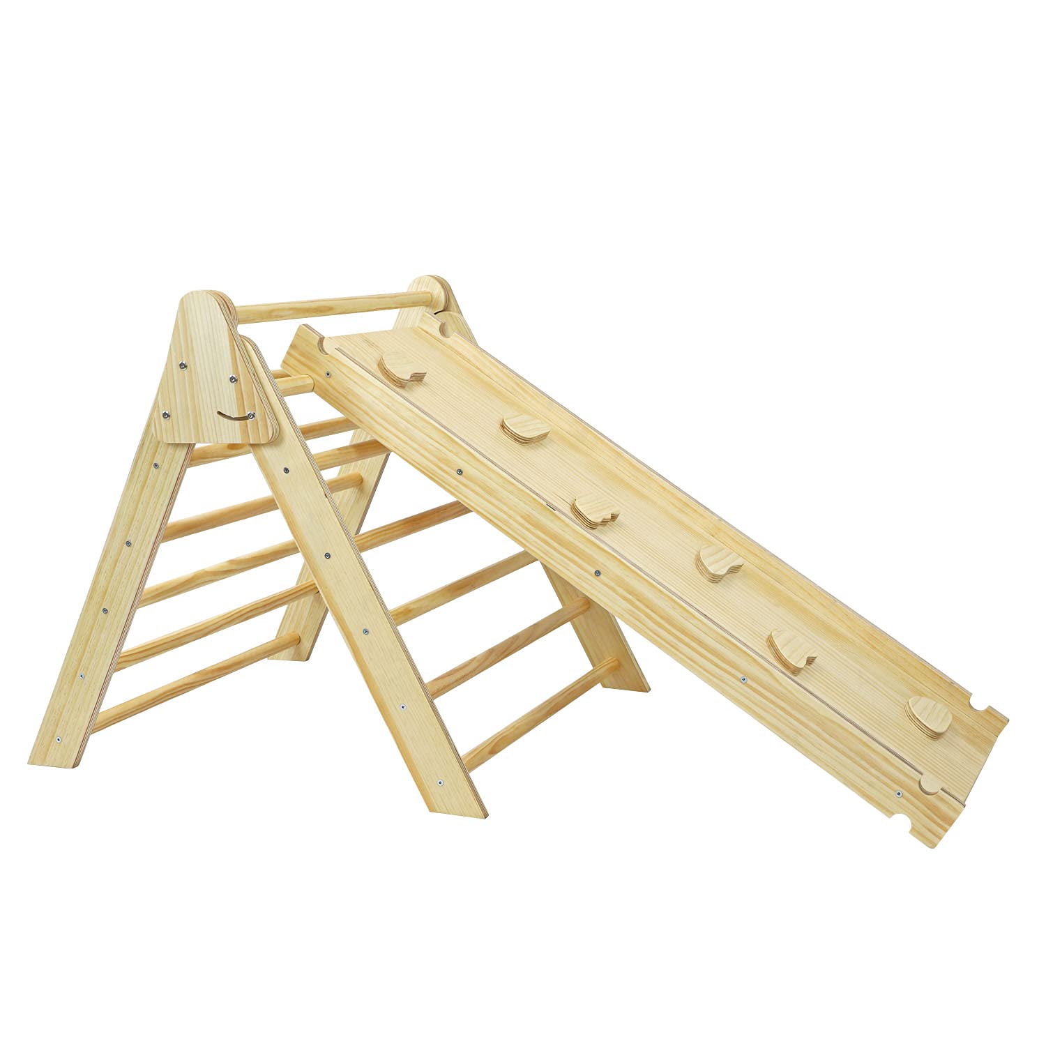 Foldable Wooden Triangle Climber with Reversible Climbing Ramp/Slide, CPSA Certified, Foldable Compact Climbing Triangle for Small Children Toddlers, Indoor Play Activity Structure Easy Storage