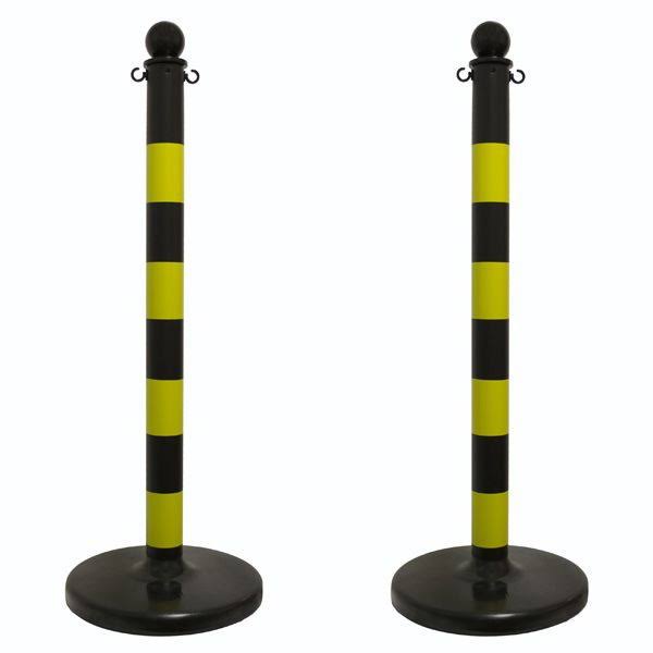 Mr. Chain 96429-2 2.5 Pole (40 Overall Height) Stanchion-black/yellow Stripe (2 Pack)