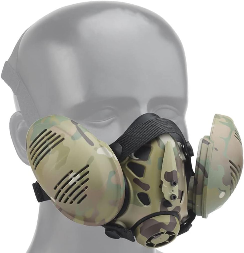 Cool Half Face Masks Tactical Mask with Tactical Goggles Lower Face Airsoft Mask Pack of 2