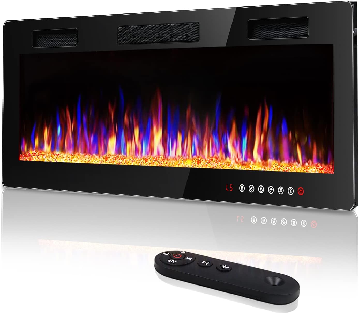 Vitesse 42 inch Ultra-Thin Electric Fireplace in-Wall Recessed and Wall Mounted Fireplace Heater,Linear Fireplace with Multicolor Flame,Timer,Low Noise,750/1500W,Touch Screen & Remote Control(42&rsquo;&rsquo;)