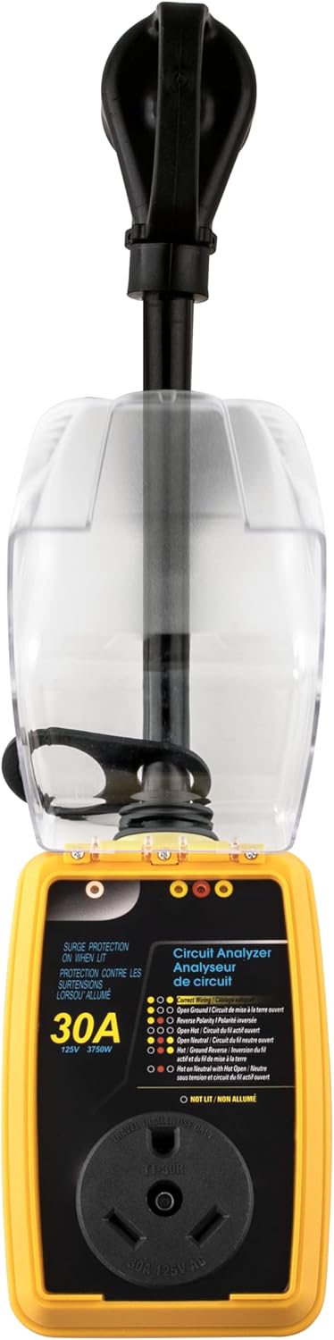 PRUNkuar 30amp Surge RV Protector, 30 amp Surge Protector for RV with Waterproof Cover and LED Indicator with Extension Cord and Easy to Use Handles Pack of 2