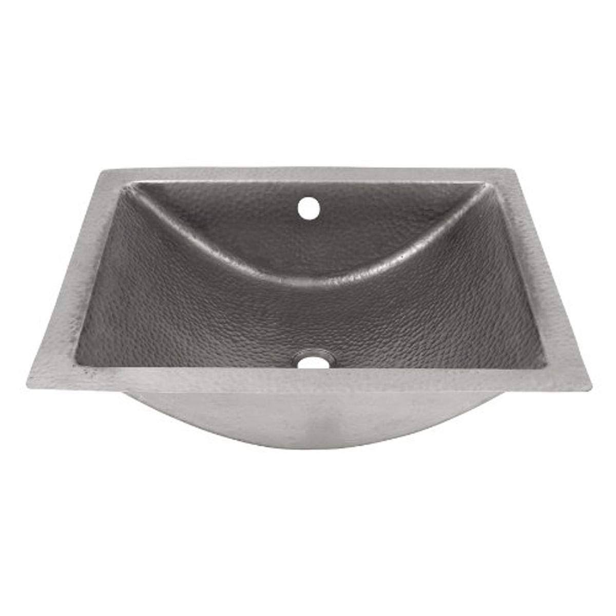 The Copper Factory Solid Copper Hand Hammered Concave Undermount Lavatory Sink Satin Nickel