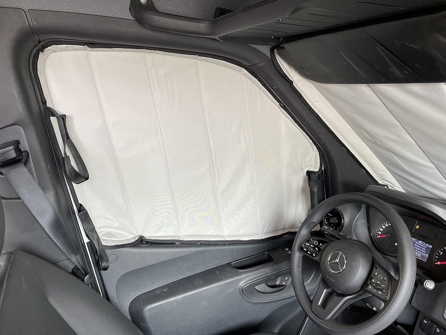 VanEssential Mercedes-Benz 2019-Current Sprinter Van Insulated Blackout Front Door Covers (Pair) - Olive Gray