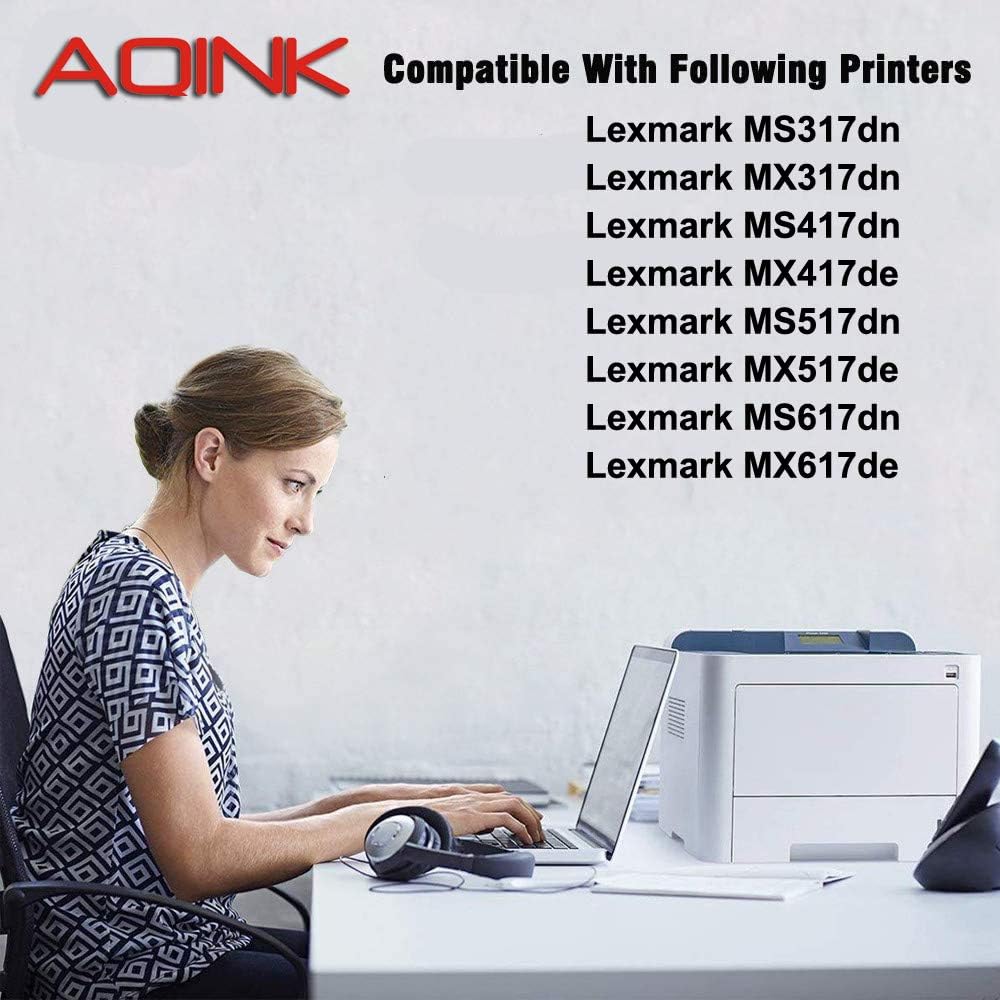 AQINK 51B1H00 Remanufactured Toner Cartridge Replacement for Lexmark, MS417, MS517, MS617, MX417, MX517, MX617(8,500 Pages,2 Blacks
