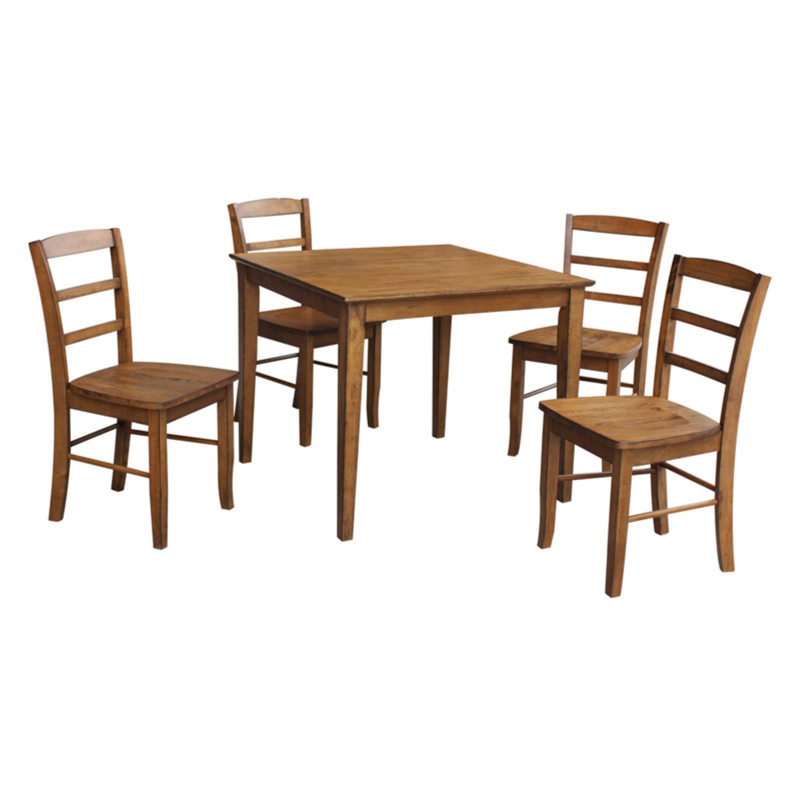International Concepts 36x36 Dining Table with 4 Madrid Ladderback Chairs