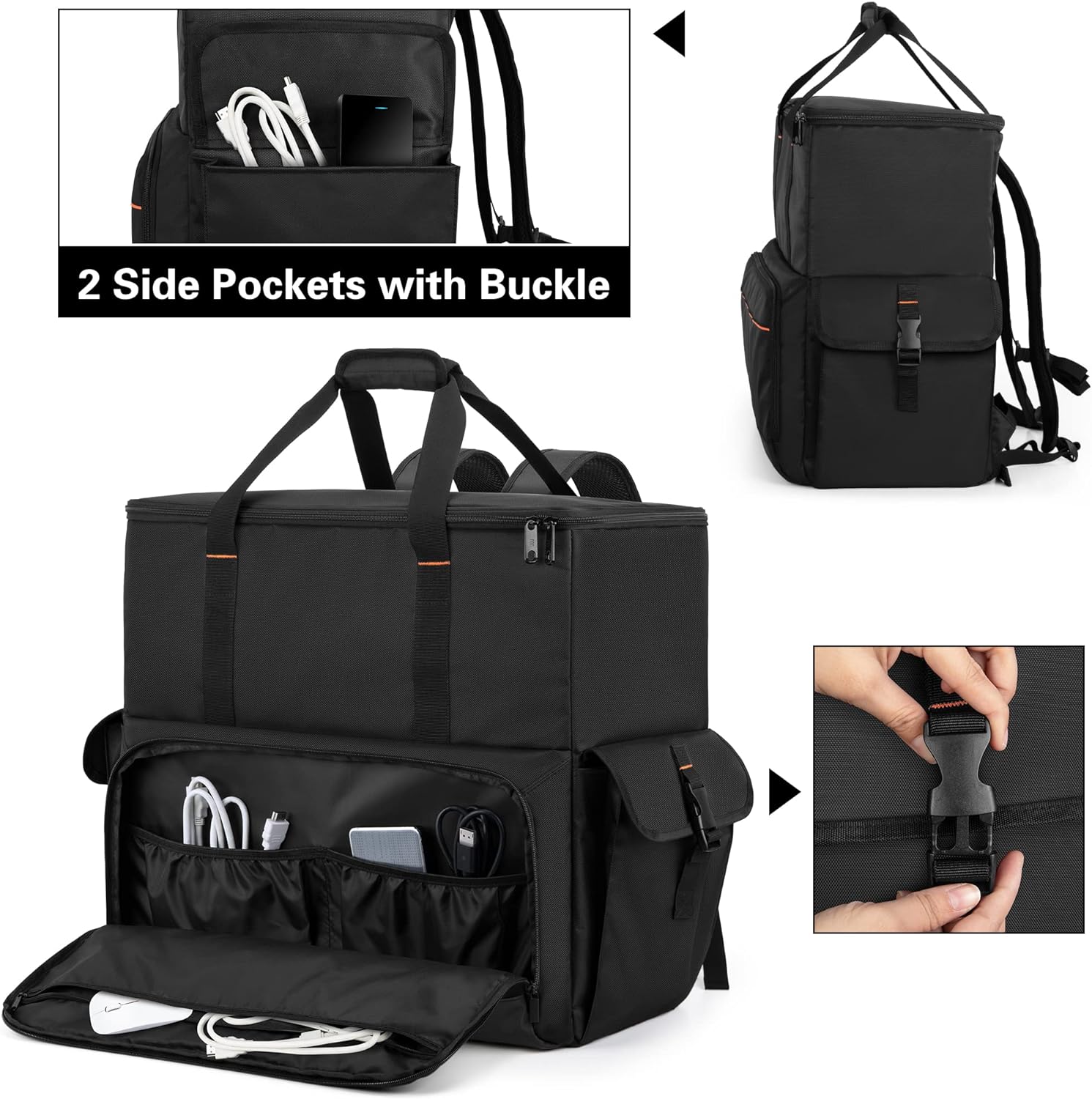 Trunab Computer Desktop Tower Carrying Case, PC Backpack for Computer Main Processor Case, Keyboard, Cable and Mouse, Earphone, Bag Only, Black