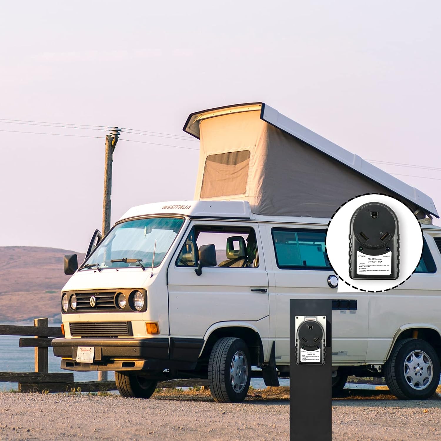 Lifesmells 30 Amp RV Surge Protector 30 Amp Adapter Circuit Analyzer with LED Indicator Light 30 Amp Male to 30 Amp Female for RV Camper Trailer 22500A max Spike 1050 Joules & Black