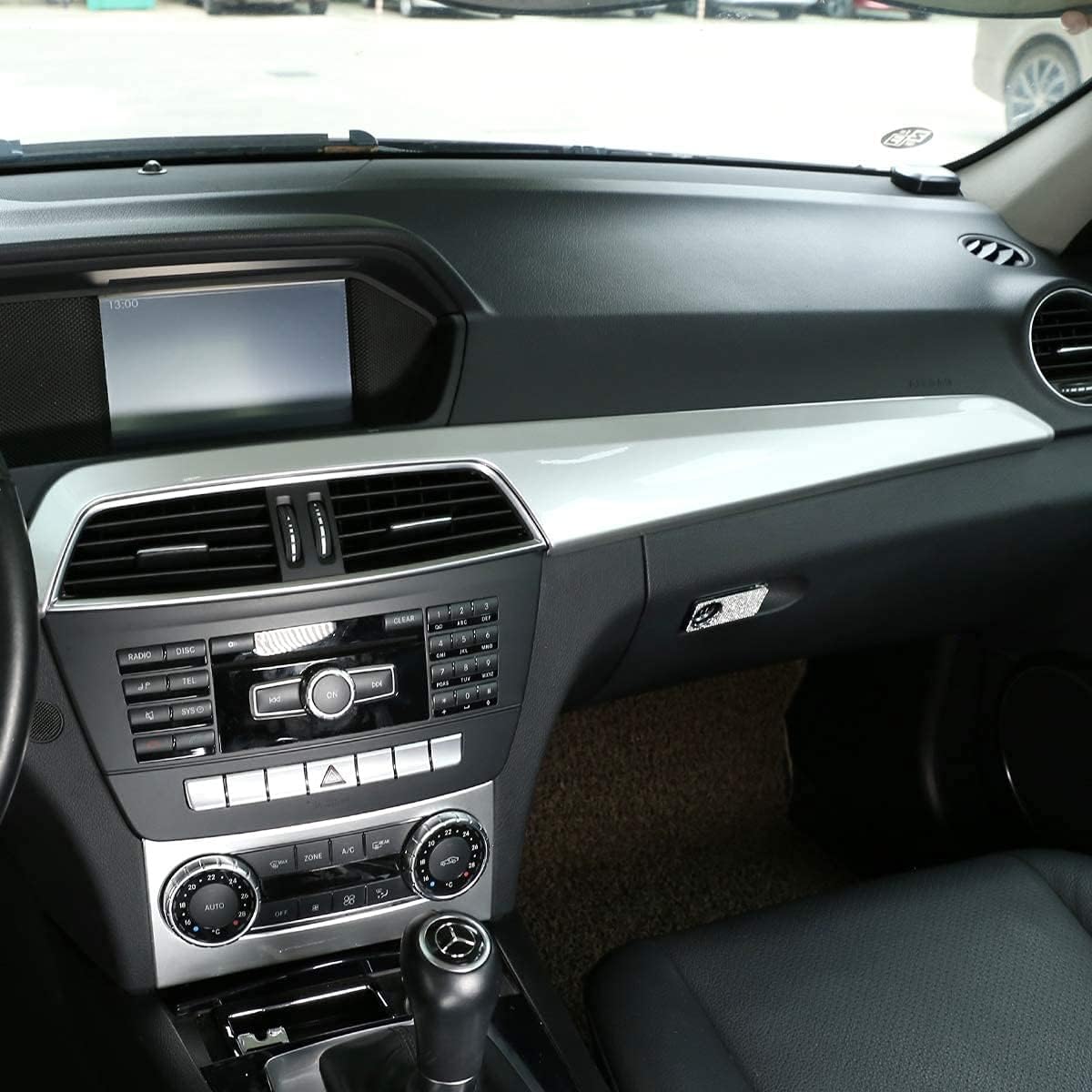 CHEYA ABS Pine Wood Grain Car Center Console Dashboard Cover Panel for Mercedes Benz C Class W204 2010-2013 Left Hand Drive Accessories (Pink Wood Grain)