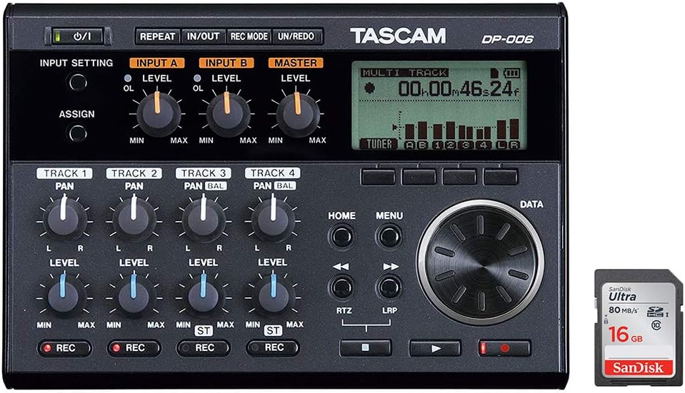 Tascam DP-006 6-Track Digital Pocketstudio Bundle with 16GB Ultra Memory Card