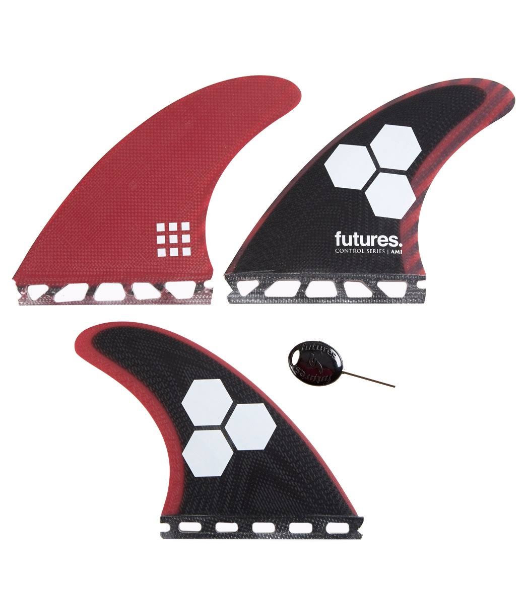 Futures AM1 Control Series Fiberglass Thruster Fin Set Black Cherry M