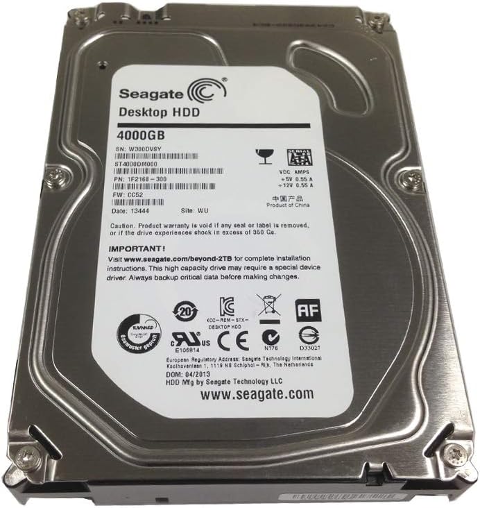 Seagate Barracuda ST4000DM000 4TB 5900RPM 64MB Cache SATA 6.0Gb/s 3.5inch Hard Drive (Works for Surveillance System, Desktop PC, NAS) (Renewed) Pack of 2