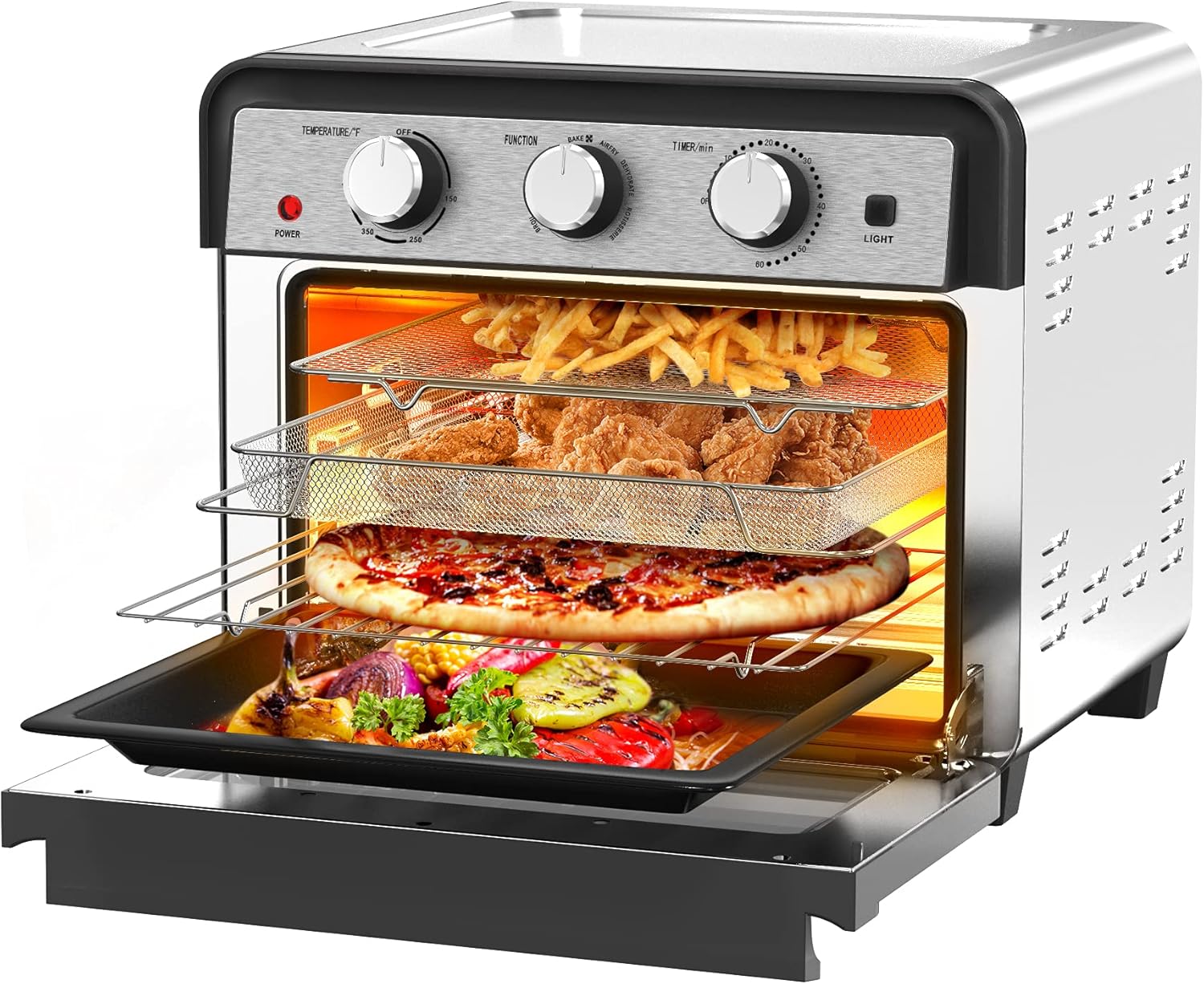 SKANWEN Air Fryer Toaster Oven Combo, 24 Quart Large Capacity Airfryer Oilless Cooker, Multifunctional Convection Airfryer, Rotisserie & Dehydrator, 7 Heating Mode Fry, Roast, Broil, Bake, Dehydrate, Reheat, 7 Accessories & Recipes Included.1700W