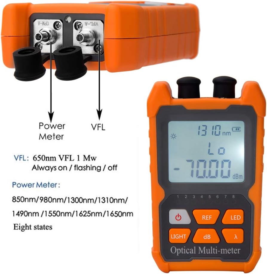 D YEDEMC Mini Optical Fiber Power Meter FC/SC/ST universal interface Fiber Tester Built-in 2Mw Visual Fault Locator Li-ion Battery USB Charge