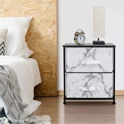Gjorgji 2 - Drawer Nightstand Ebern Designs Color (Base/Top): White/Black