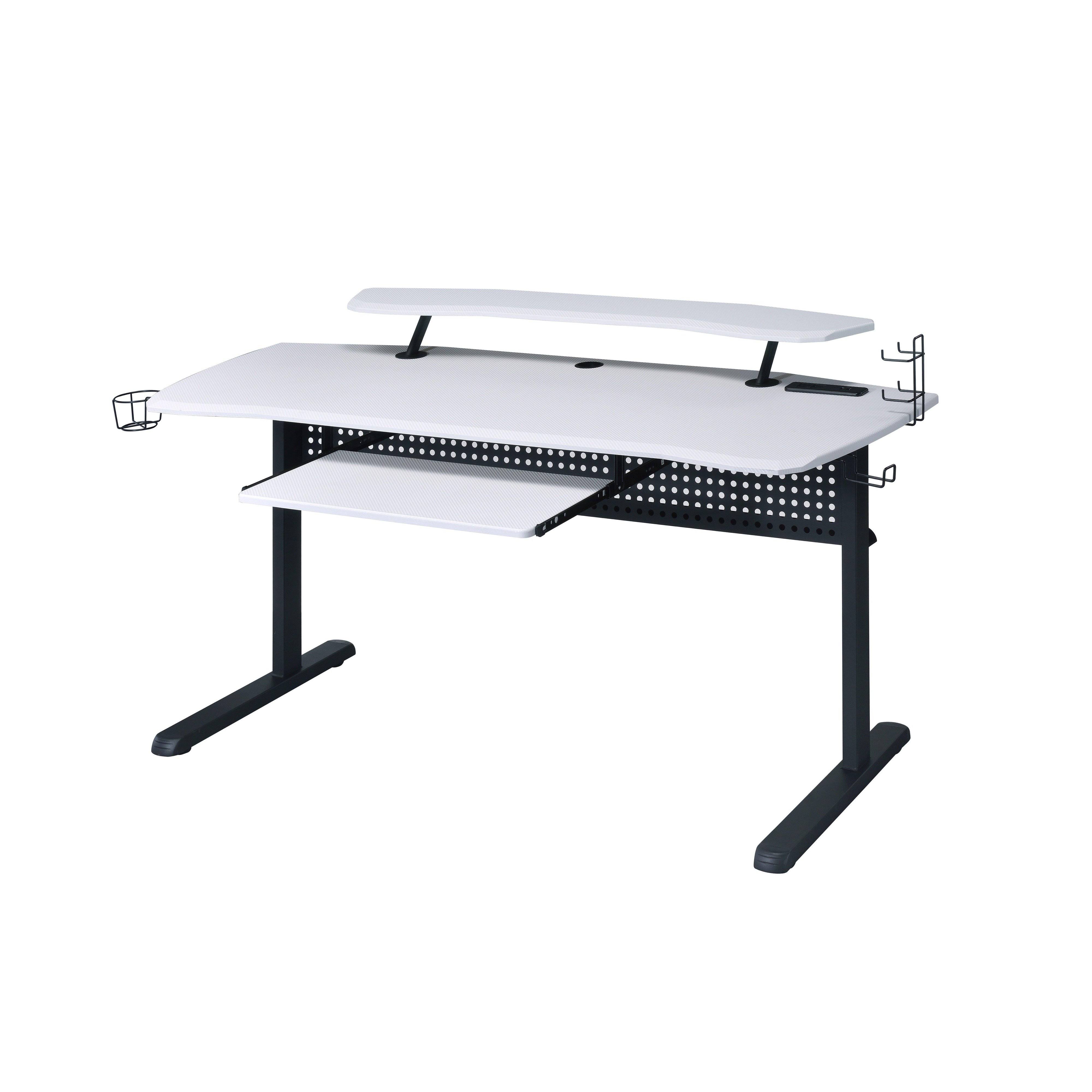 Acme Vildre Gaming Table w/ USB Port Black u0026 White Finish