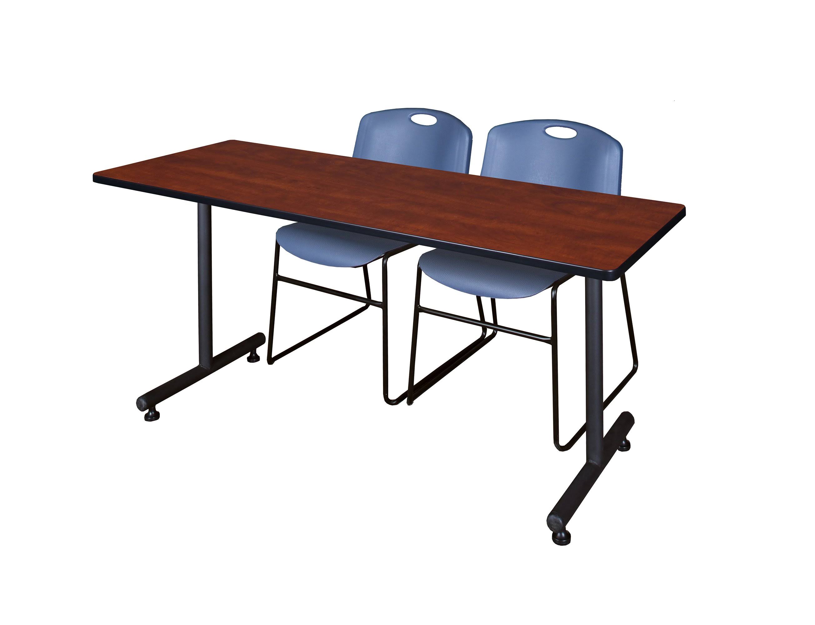 72x22 x 24x22 Kobe Training Table- Cherry u0026 2 Zeng Stack Chairs- Blue