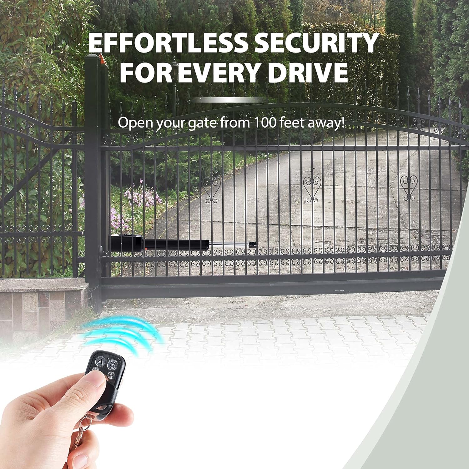 CO-Z Gate Opener with Remotes, Automatic Single Arm Gate Motor, 30W Swing Gate Linear Actuator, Electric Auto Close Garage Fence Driveway One Gate Operator, Complete Hardware Kit for 310lb Doors