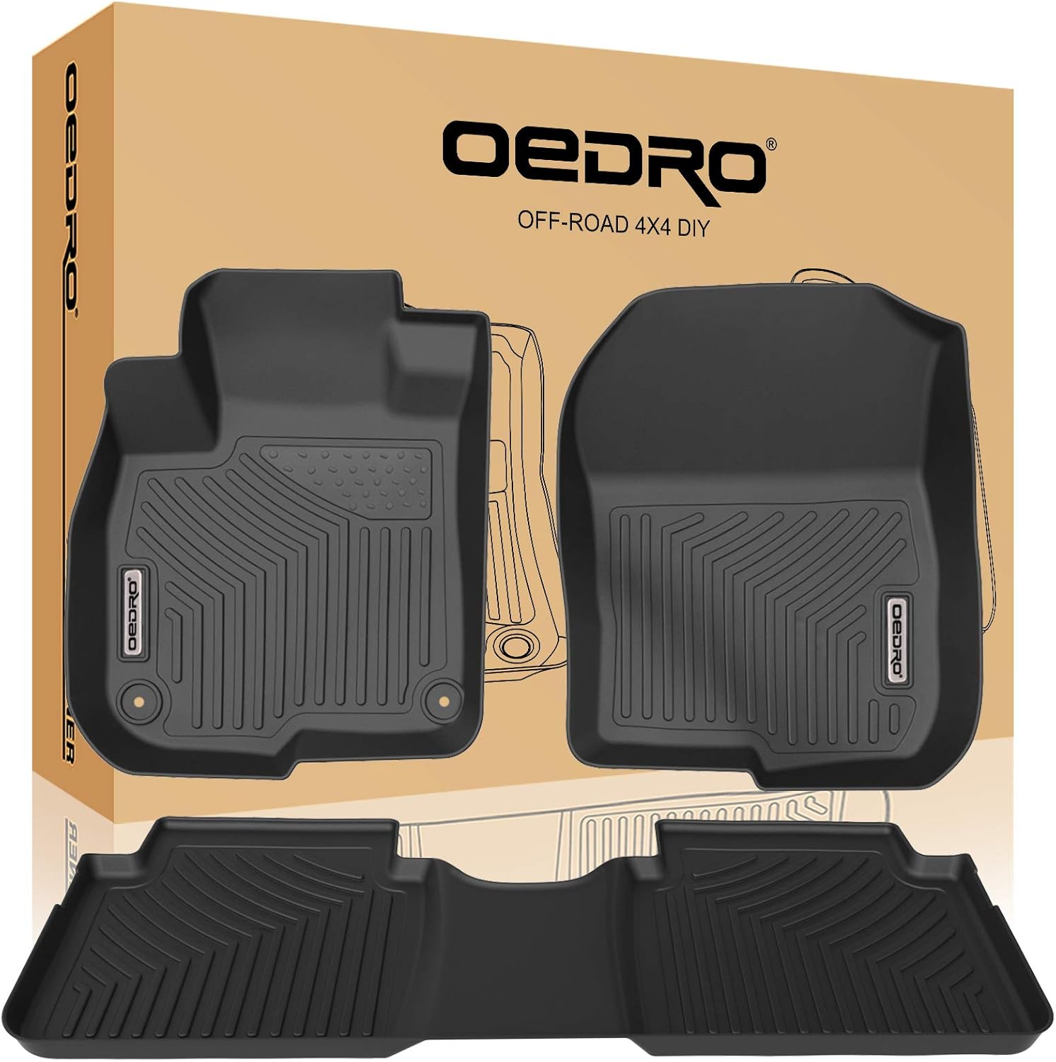 OEDRO Floor Mats Compatible for 2017-2022 Honda CR-V, Unique Black TPE All-Weather Guard Includes 1st and 2nd Row: Front, Rear, Full Set Liners