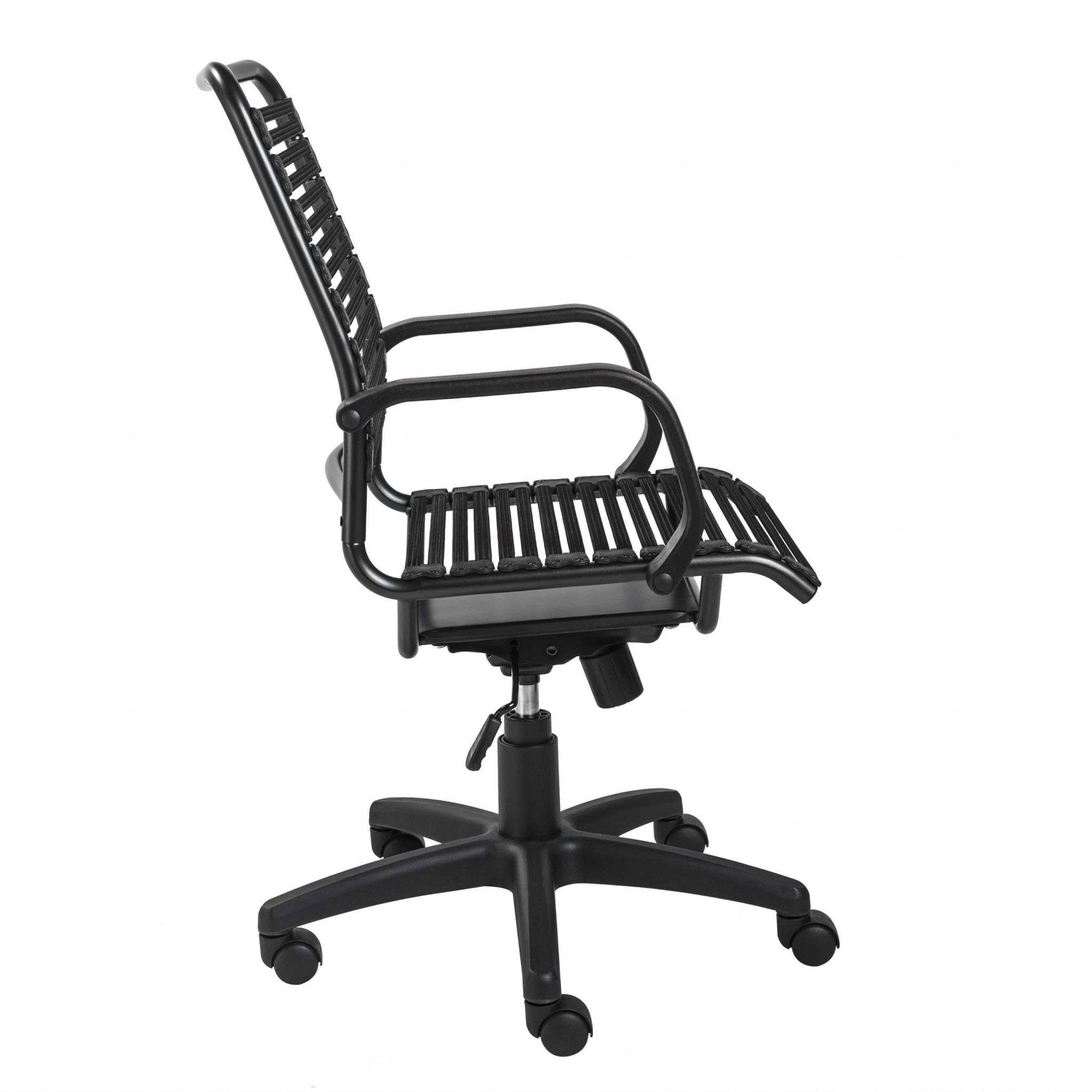 23.04x22 x 25.6x22 x 41.74x22 Black Flat Bungie Cords High Back Office Chair with Graphite Black Frame and Base