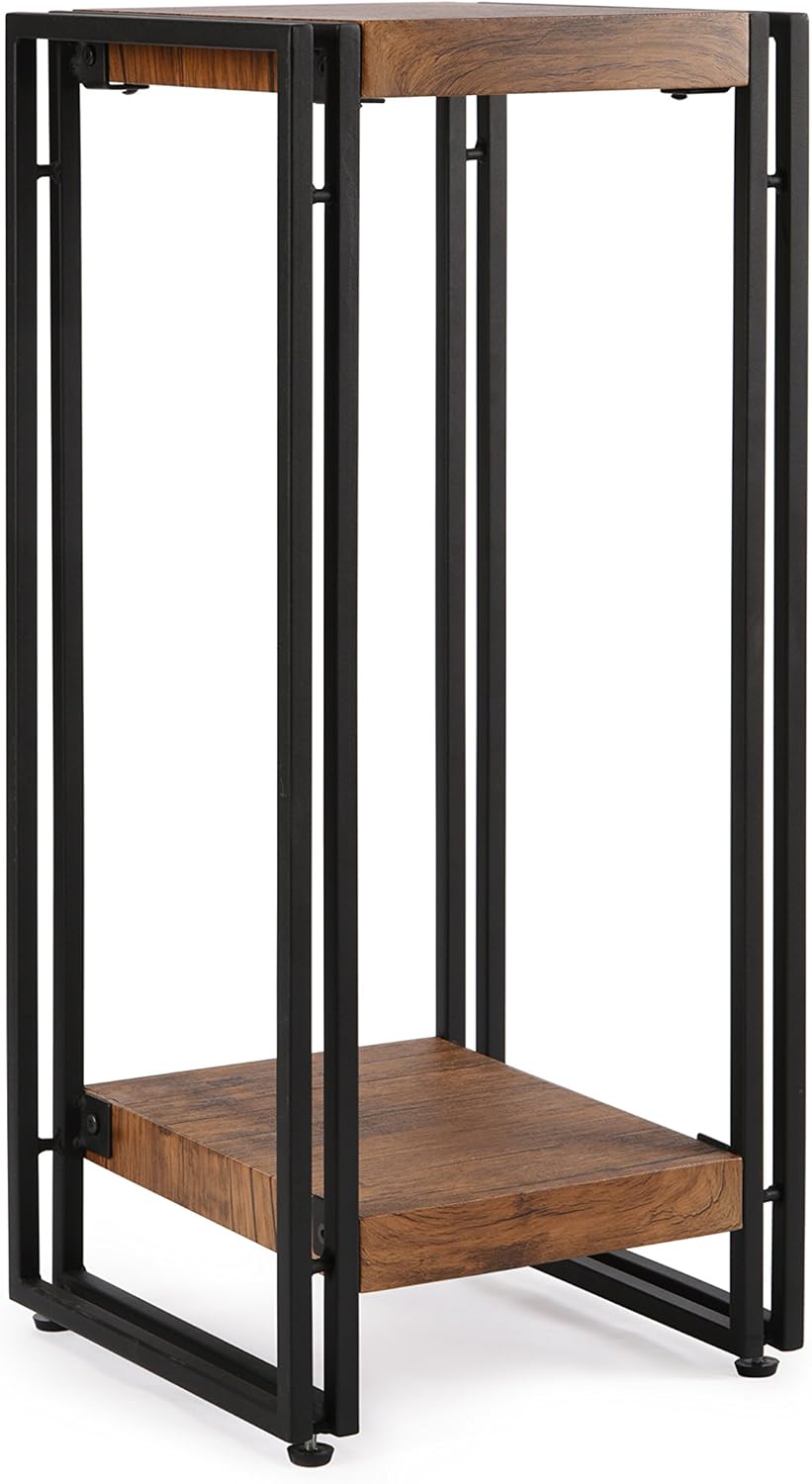 FIVEGIVEN Tall Side End Table for Small Spaces Narrow Night Stand for Bedroom Rustic Brown 27.6 Inch