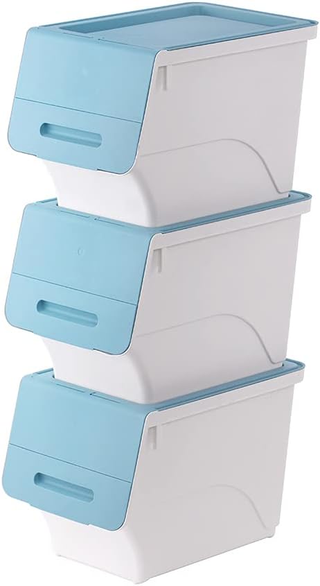 Storage Bins with Lids, Stackable Storage Bins with Lids, Pack of 3, 24L,Multi Colors (Yellow) Pack of 2