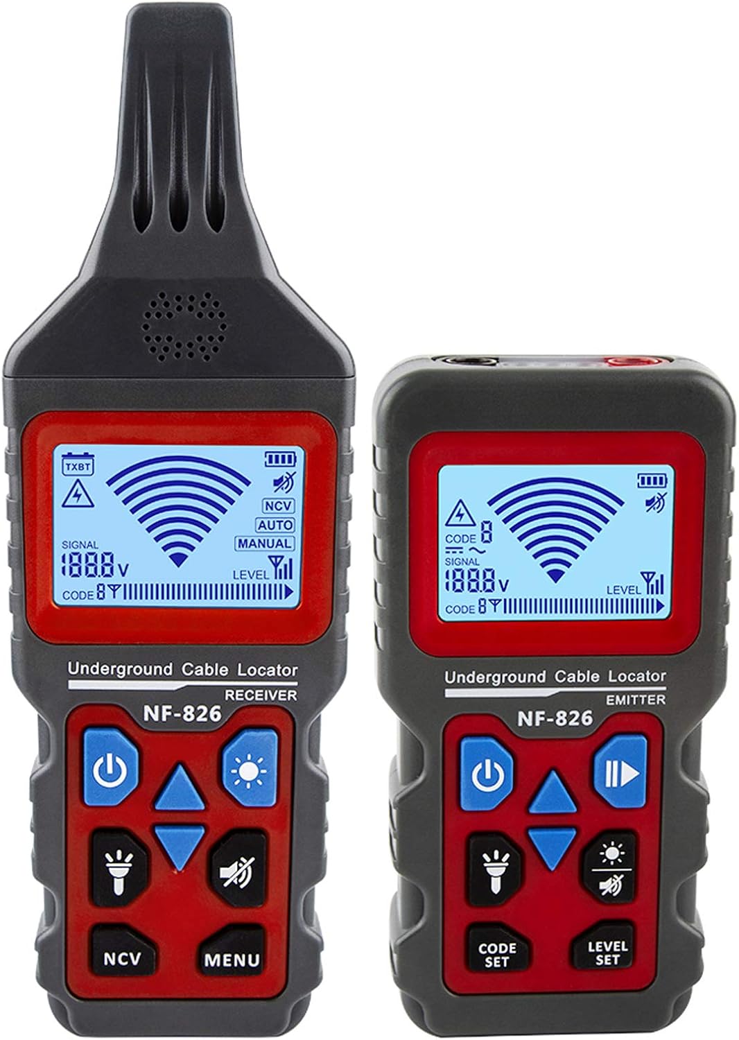 NF-826 Underground Cable Locator Pipeline Detector Professional Wire Tracker for Detecting Cable Line Fault Sensitivity Adjustable