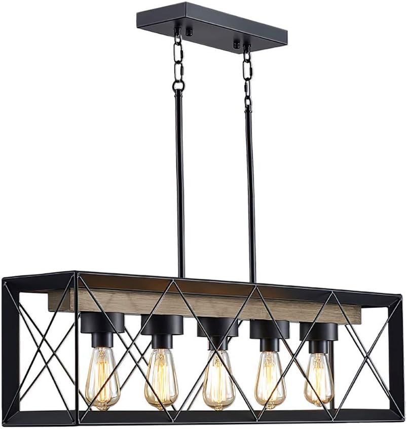 Modern Farmhouse Chandelier - Kitchen Pendant Lighting Over Island, Dining Room Light Fixtures Over Table, Black Chandelier Lighting Fixture, Rectangle Chandelier Light Fixture, THE YODELING GOAT
